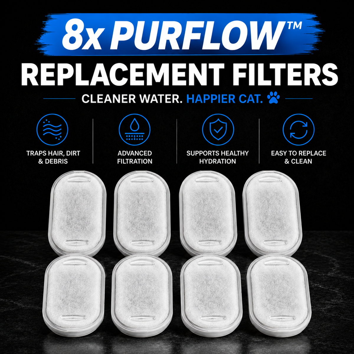 PurFlow™ Fountain Filters - 8pcs